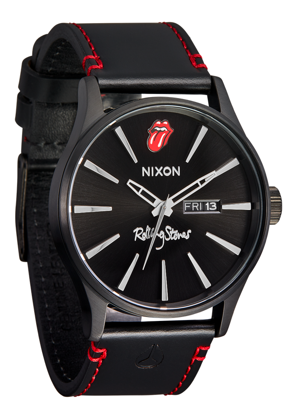 Nixon Rolling Stones Sentry Leather Watch | All Black | Men's Leather