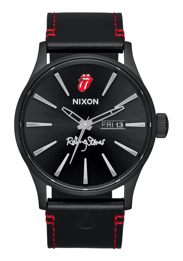 nixon Rolling Stones Sentry Leather Watch | All Black | Men's Leather