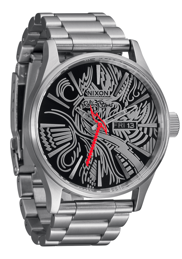 Nixon Rolling Stones Sentry Stainless Steel Watch | Silver / Black | Men's Stainless Steel