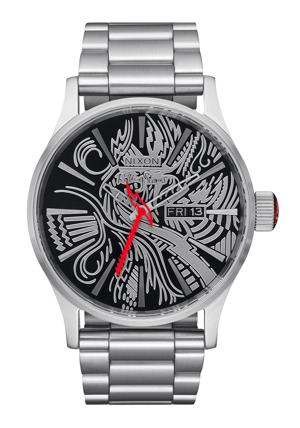 nixon Rolling Stones Sentry Stainless Steel Watch | Silver / Black | Men's Stainless Steel