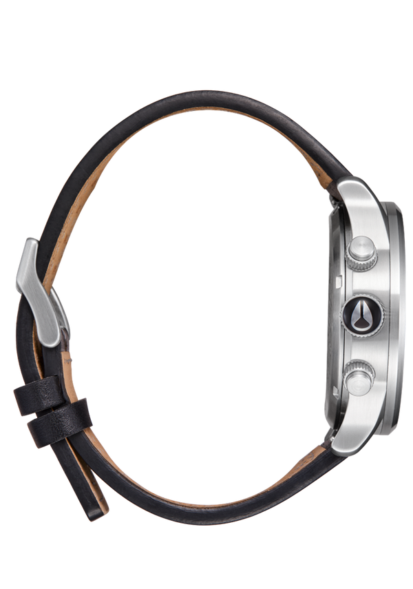 Nixon Sentry Chrono Leather Watch | Chrome / Cloud Sunray / Black | Leather Chronograph