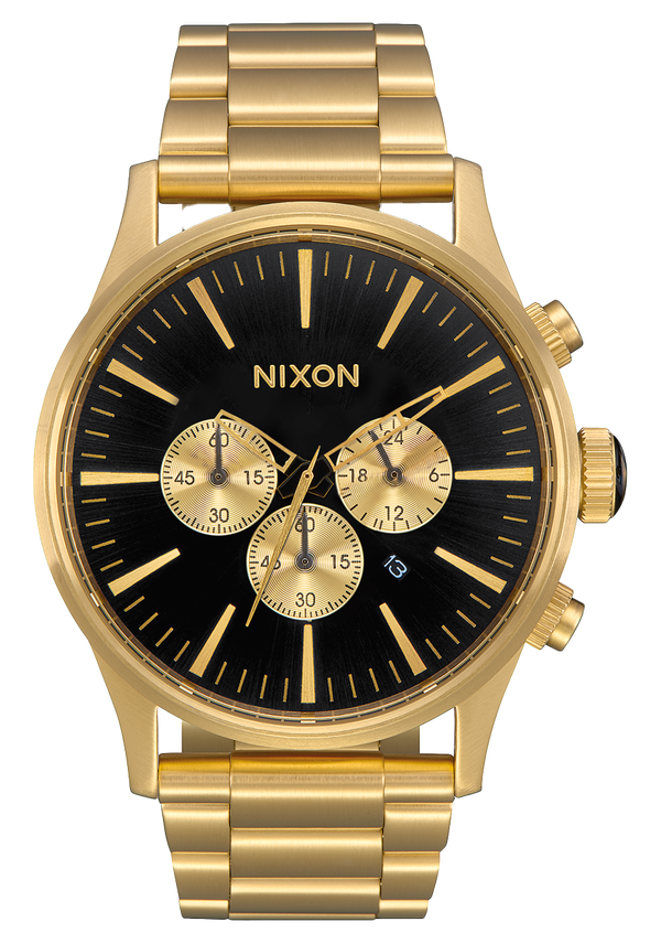 nixon Sentry Chrono Watch | All Gold / Black | Men's Stainless Steel