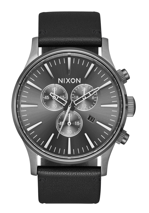 nixon Sentry Chrono Watch | All Gunmetal / Black | Men's Leather