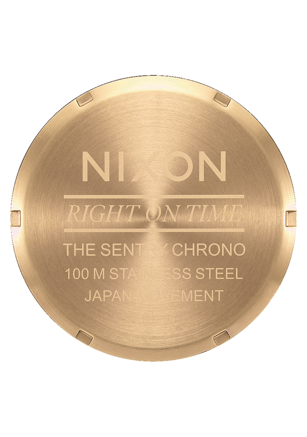 Nixon Sentry Chrono Watch | Gold / Indigo / Brown | Men's Leather