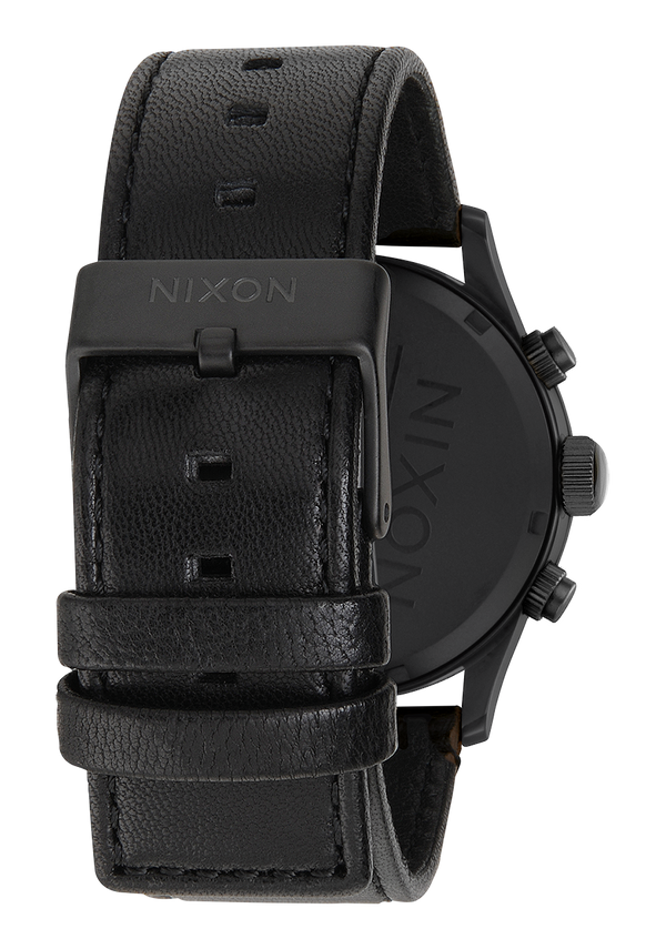 Nixon Sentry Chrono Watch | Matte Black / Gold / Black | Men's Leather