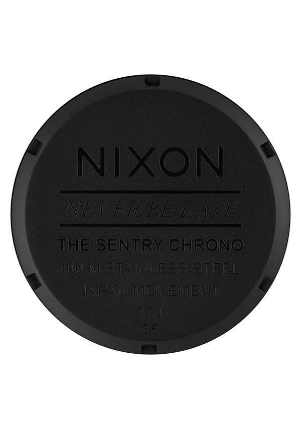 Nixon Sentry Chrono Watch | Matte Black / Gold / Black | Men's Leather
