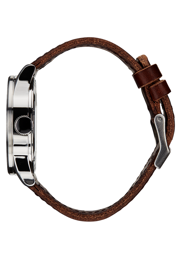 Nixon Sentry Leather Watch | Blue / Brown | Men's Leather