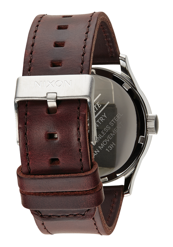 Nixon Sentry Leather Watch | Blue / Brown | Men's Leather