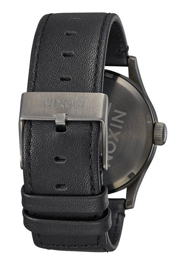 Nixon Sentry Leather Watch | Gunmetal / Black | Men's Leather