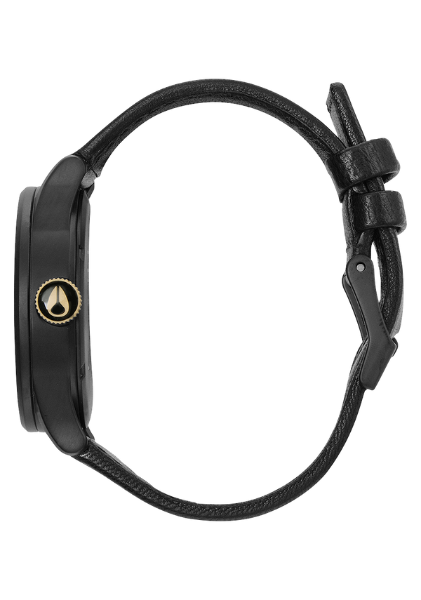 Nixon Sentry Leather Watch | Matte Black / Gold | Men's Leather