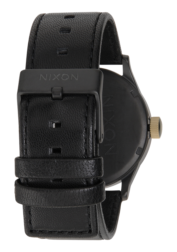 Nixon Sentry Leather Watch | Matte Black / Gold | Men's Leather