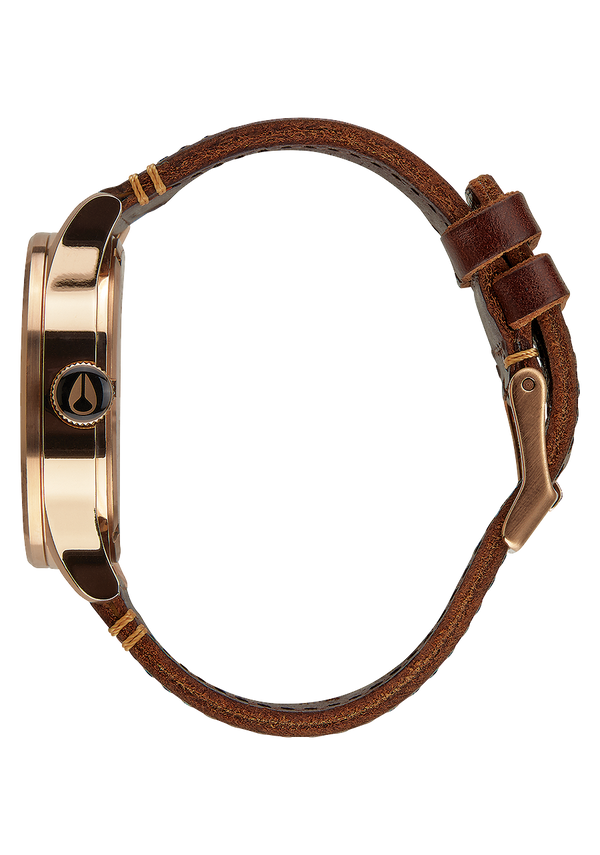 Nixon Sentry Leather Watch | Rose Gold / Gunmetal / Brown | Men's Leather