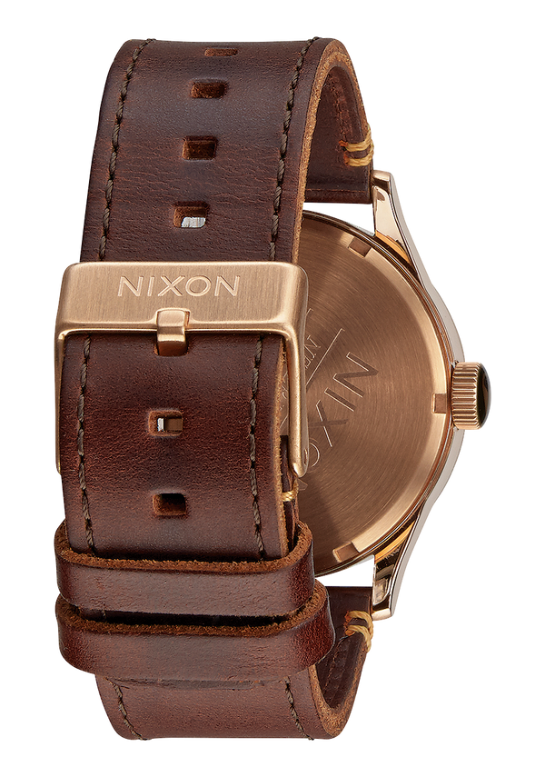 Nixon Sentry Leather Watch | Rose Gold / Gunmetal / Brown | Men's Leather