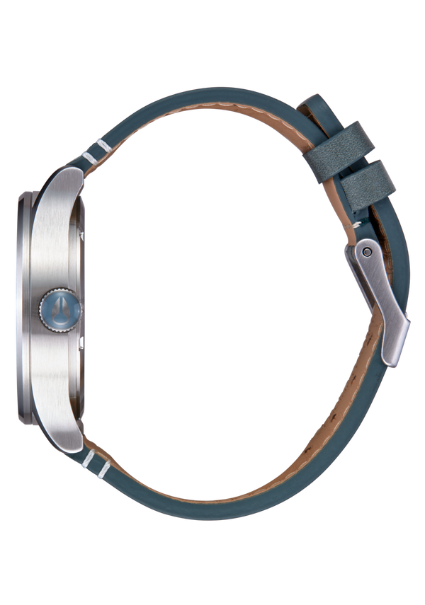 Nixon Sentry Leather Watch | Silver / Dusty Blue / Dk Forest | Men's Leather