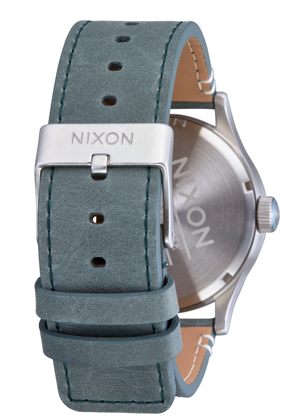 Nixon Sentry Leather Watch | Silver / Dusty Blue / Dk Forest | Men's Leather