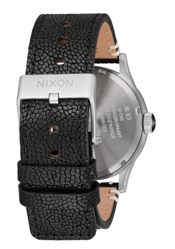 Nixon Sentry Leather Watch | Silver / Rosewood / Black | Leather Analog