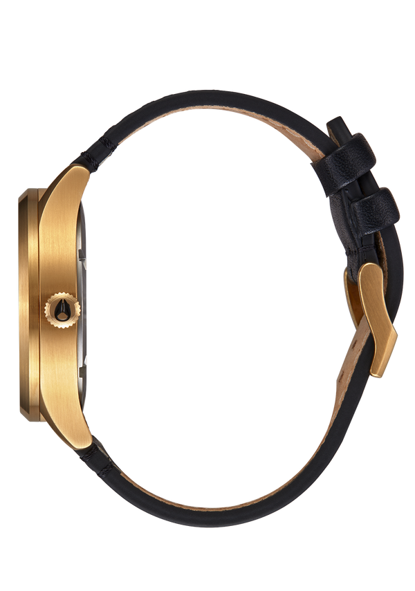 Nixon Sentry Solar Leather Watch | All Gold / Black | Solar-Powered