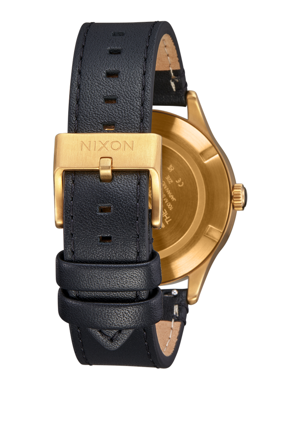 Nixon Sentry Solar Leather Watch | All Gold / Black | Solar-Powered