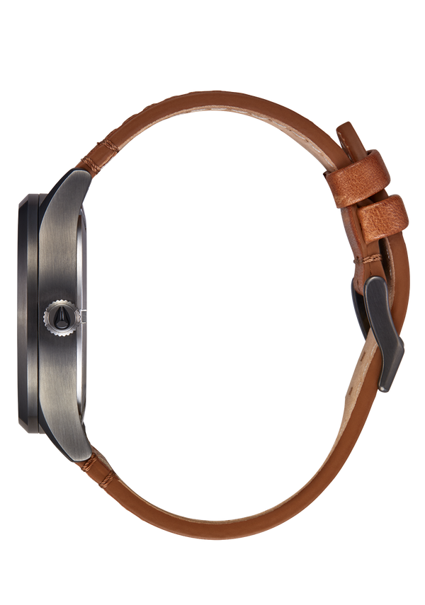 Nixon Sentry Solar Leather Watch | Gunmetal | Solar-Powered