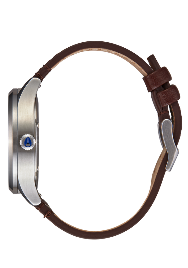 Nixon Sentry Solar Leather Watch | Navy Sunray / Silver | Solar-Powered