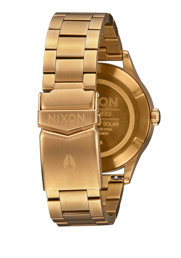 Nixon Sentry Solar Stainless Steel Watch | All Gold / Black | Solar-Powered