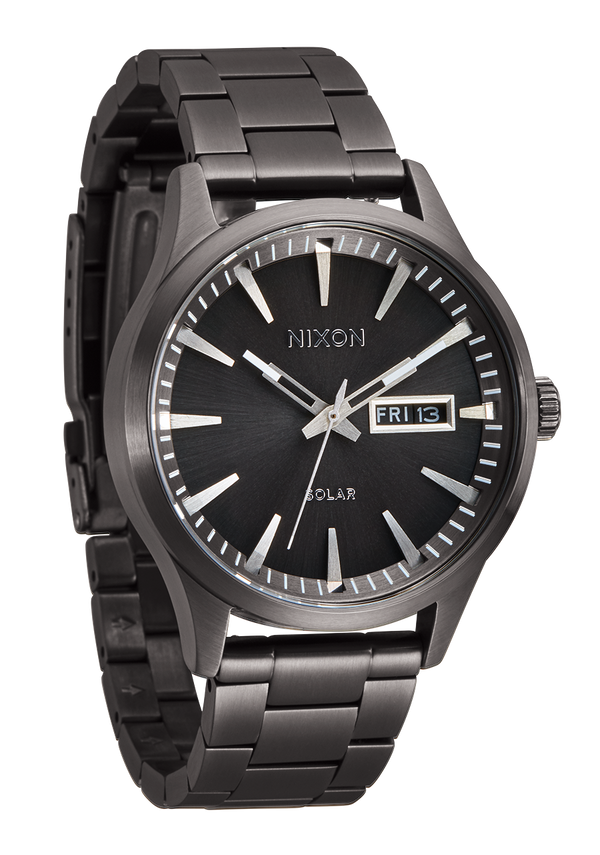 Nixon Sentry Solar Stainless Steel Watch | Gunmetal | Solar-Powered