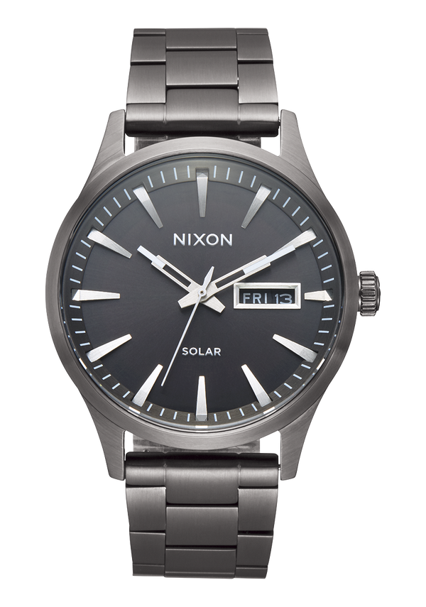 nixon Sentry Solar Stainless Steel Watch | Gunmetal | Solar-Powered
