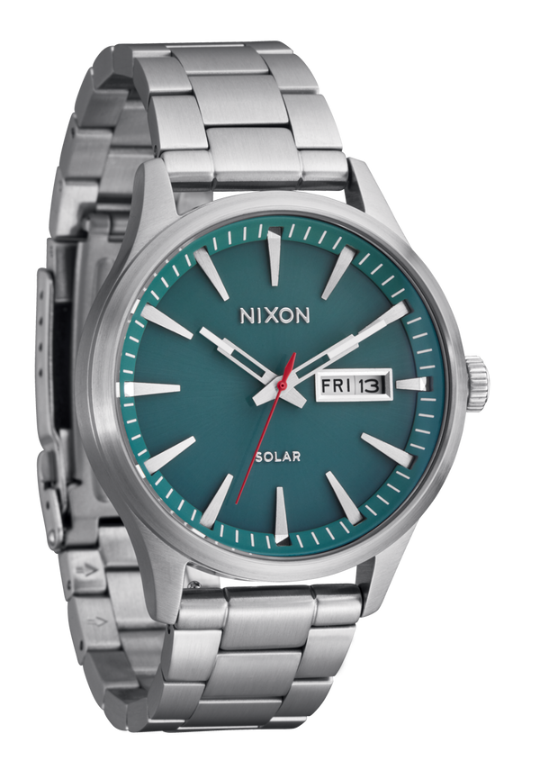 Nixon Sentry Solar Stainless Steel Watch | Silver / Jasper | Solar-Powered