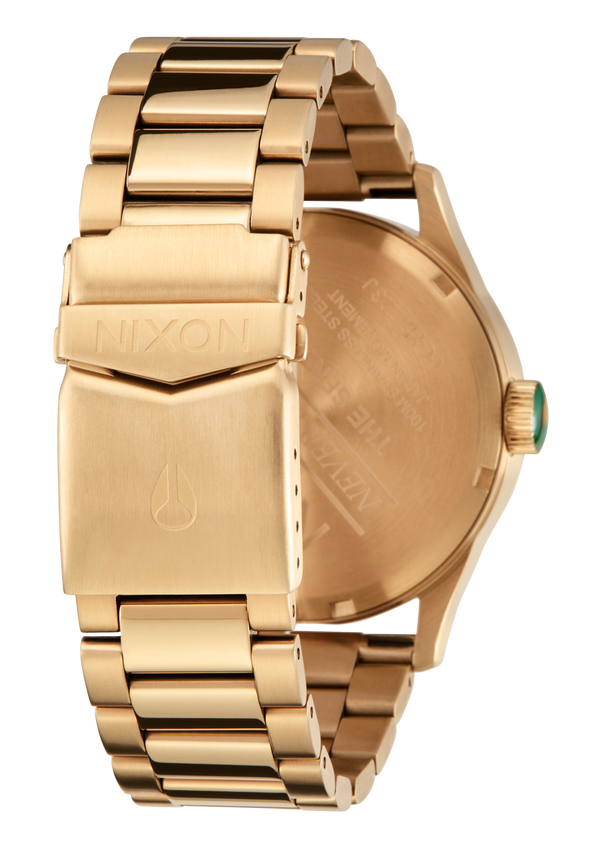 Nixon Sentry Stainless Steel Watch | Gold / Green Sunray | Men's Stainless Steel