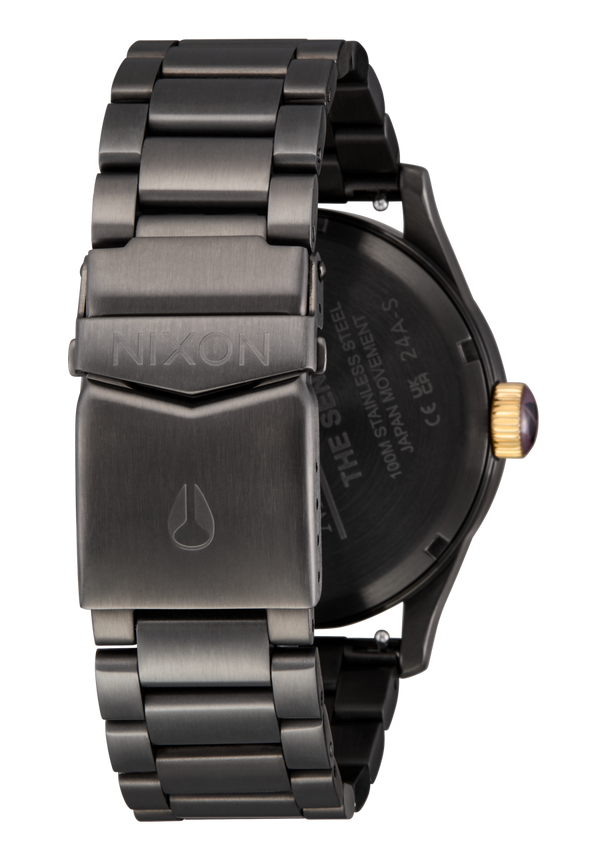 Nixon Sentry Stainless Steel Watch | Gunmetal / Blackberry / Gold | Analog