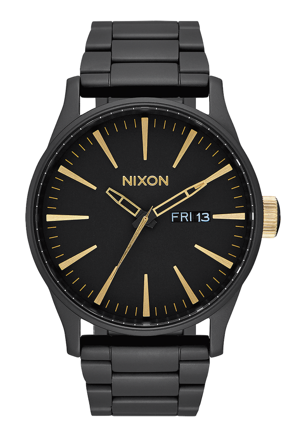 nixon Sentry Stainless Steel Watch | Matte Black / Gold | Men's Stainless Steel