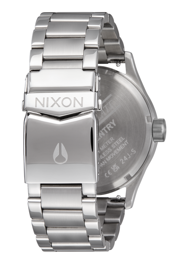 Nixon Sentry Stainless Steel Watch | Silver / Coral | Unique Wristwatch