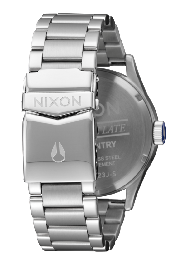 Nixon Sentry Stainless Steel Watch | Silver / Indigo | Men's Stainless Steel