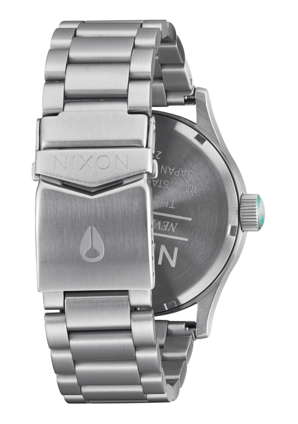 Nixon Sentry Stainless Steel Watch | Silver / Turquoise | Men's Stainless Steel