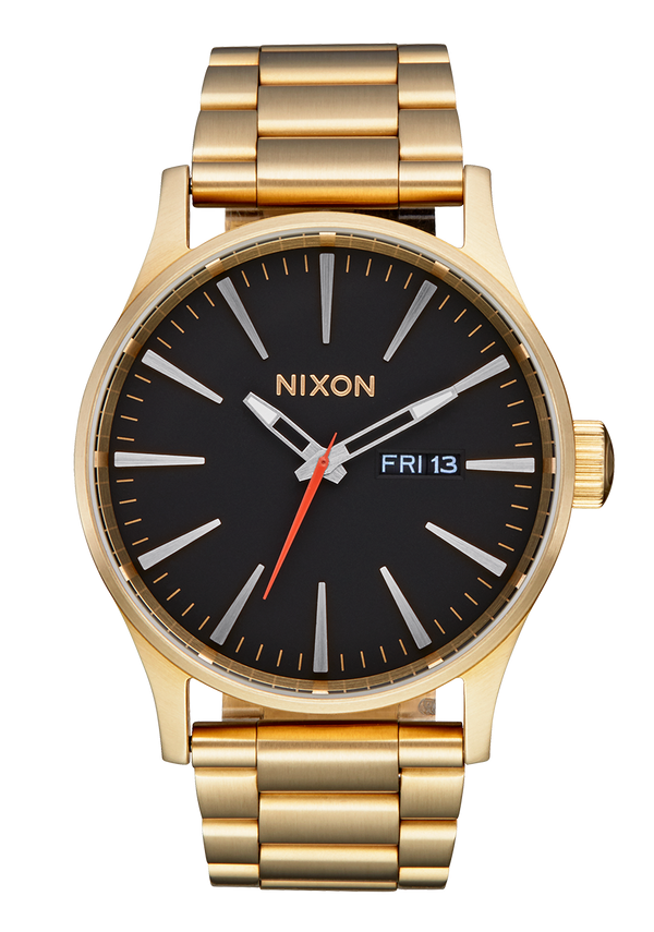 nixon Sentry Stainless Steel Watch | Yellow Gold / Black | Men's Stainless Steel