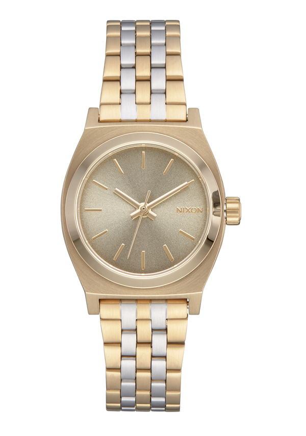 nixon Small Time Teller Watch | Lt Gold / Silver / Vintage White | Women's Stainless Steel