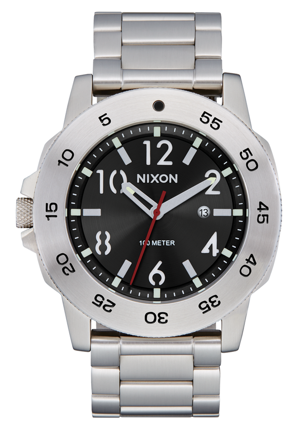 nixon Smyth 44 Watch | Silver / Black | Sapphire Crystal Analog Watch