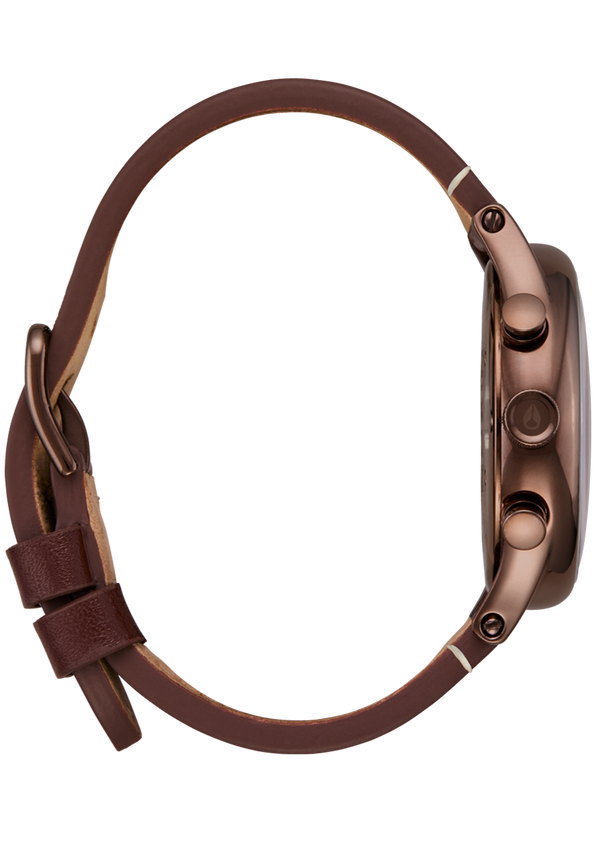 Nixon Station Chrono Leather Watch | Chocolate / Cappuccino / Brown | Chronograph Watch