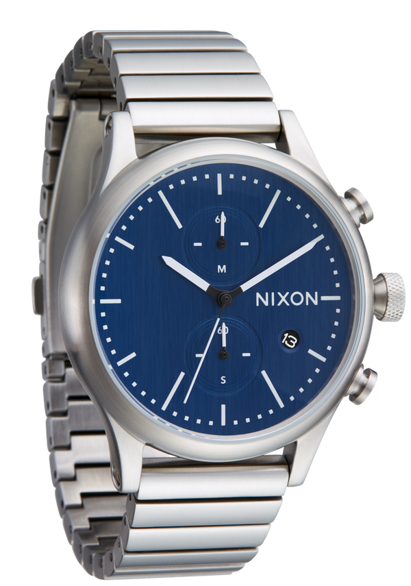 Nixon Station Chrono Watch | Silver / Indigo | Chronograph Watch
