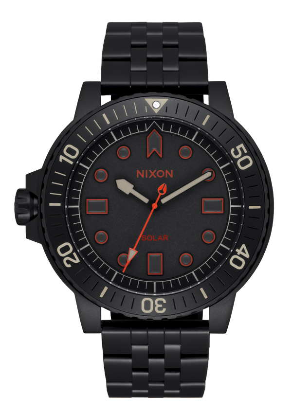 nixon Stinger 44 Watch | All Black / Lum | Stainless Steel Dive Watch | Solar-Powered