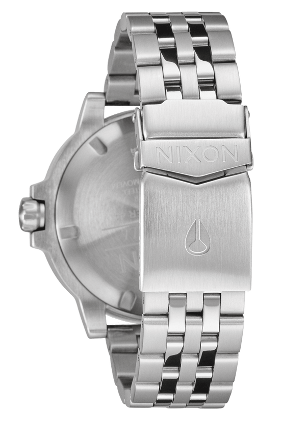 Nixon Stinger 44 Watch | Silver / Byron Blue / Green | Stainless Steel Dive Watch | Solar-Powered