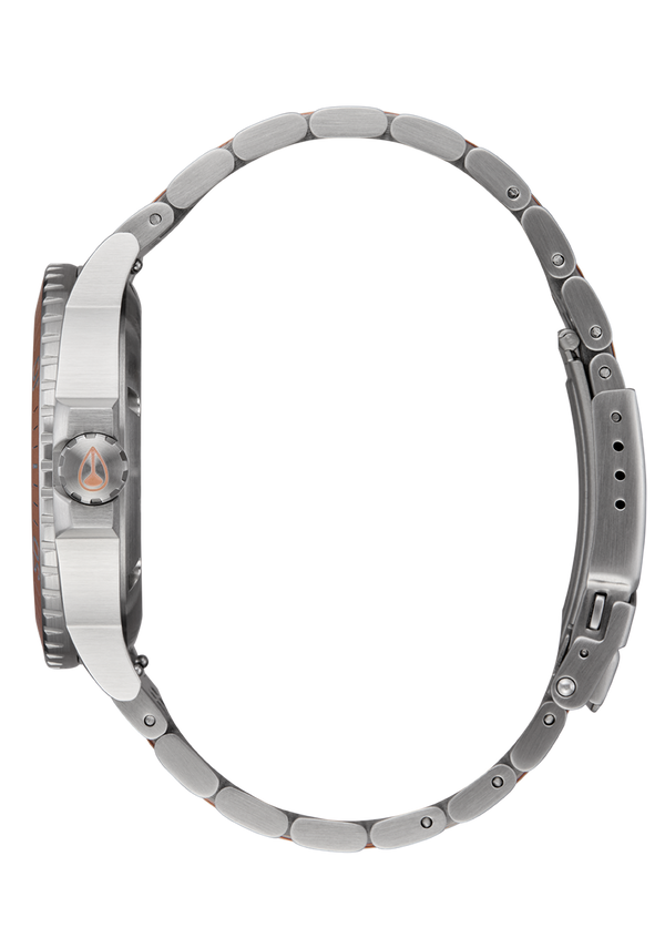 Nixon Stinger 44 Watch | Silver / Coral | Stainless Steel Dive Watch | Solar-Powered
