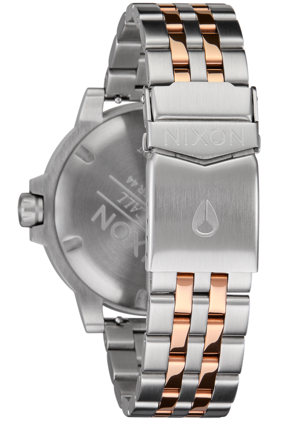 Nixon Stinger 44 Watch | Silver / Coral | Stainless Steel Dive Watch | Solar-Powered