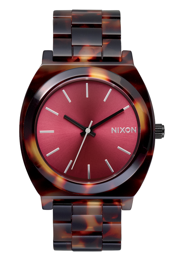 nixon Time Teller Acetate Watch | Tortoise / Oxblood | Unisex Acetate