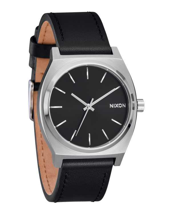 Nixon Time Teller Leather Watch | Silver / Black | Unisex