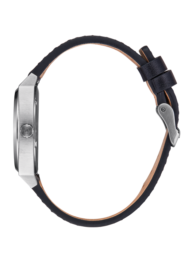 Nixon Time Teller Leather Watch | Silver / Black | Unisex