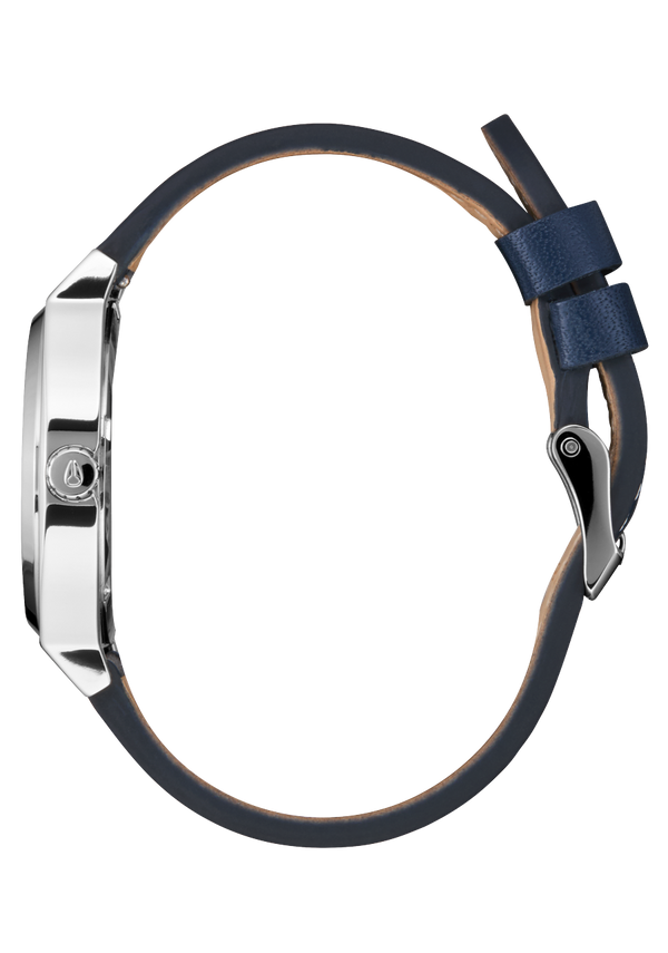 Nixon Time Teller Leather Watch | Silver / Cloud / Indigo | Unisex Leather