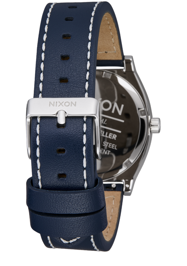 Nixon Time Teller Leather Watch | Silver / Cloud / Indigo | Unisex Leather