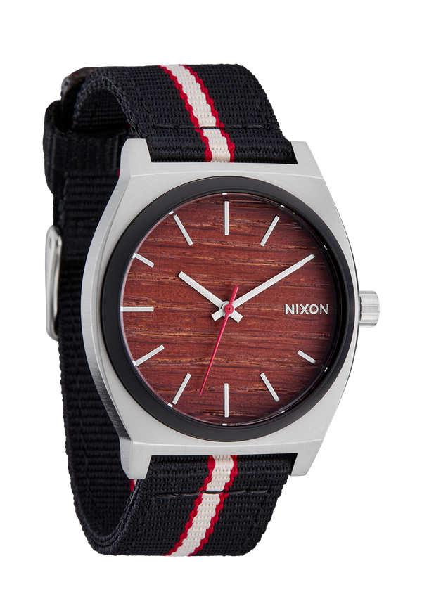 Nixon Time Teller Nylon Watch | Silver / Rosewood / Black Stripe | Unisex Analog