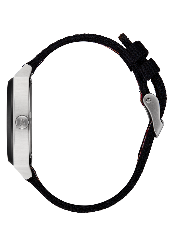 Nixon Time Teller Nylon Watch | Silver / Rosewood / Black Stripe | Unisex Analog